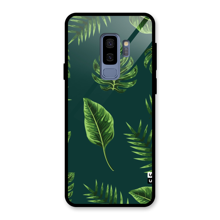 Green Leafs Glass Back Case for Galaxy S9 Plus