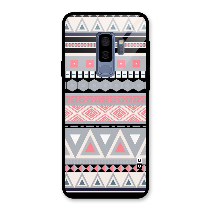 Grey Pink Pattern Glass Back Case for Galaxy S9 Plus