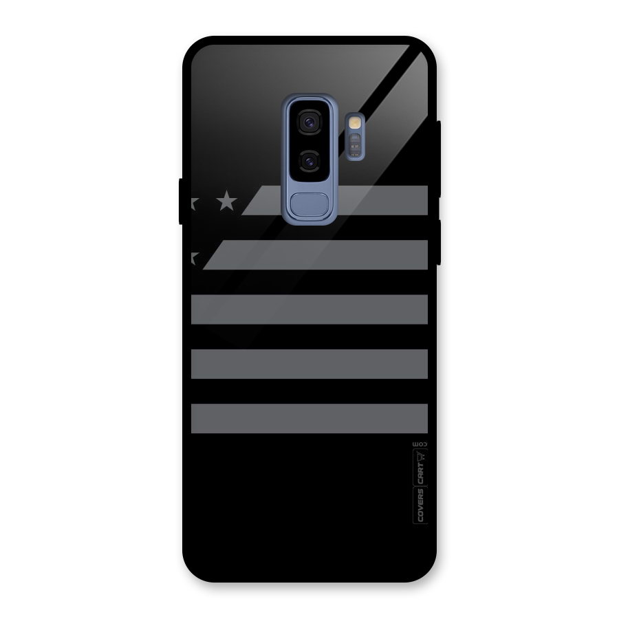 Grey Star Striped Pattern Glass Back Case for Galaxy S9 Plus