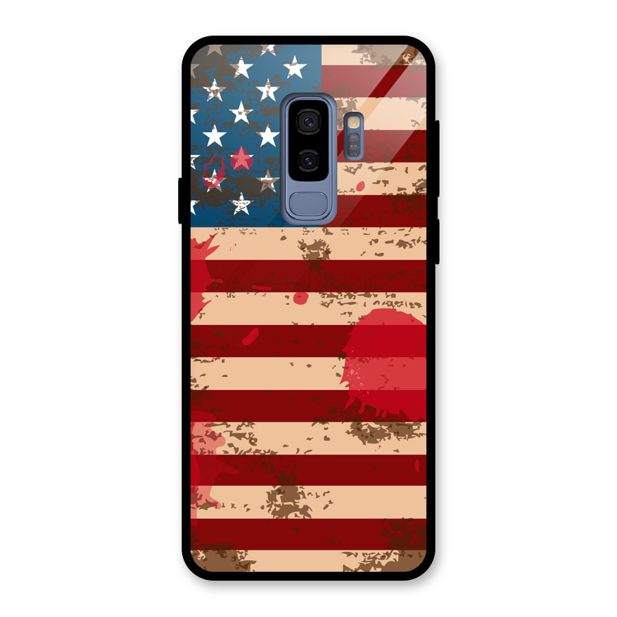 Grunge USA Flag Glass Back Case for Galaxy S9 Plus