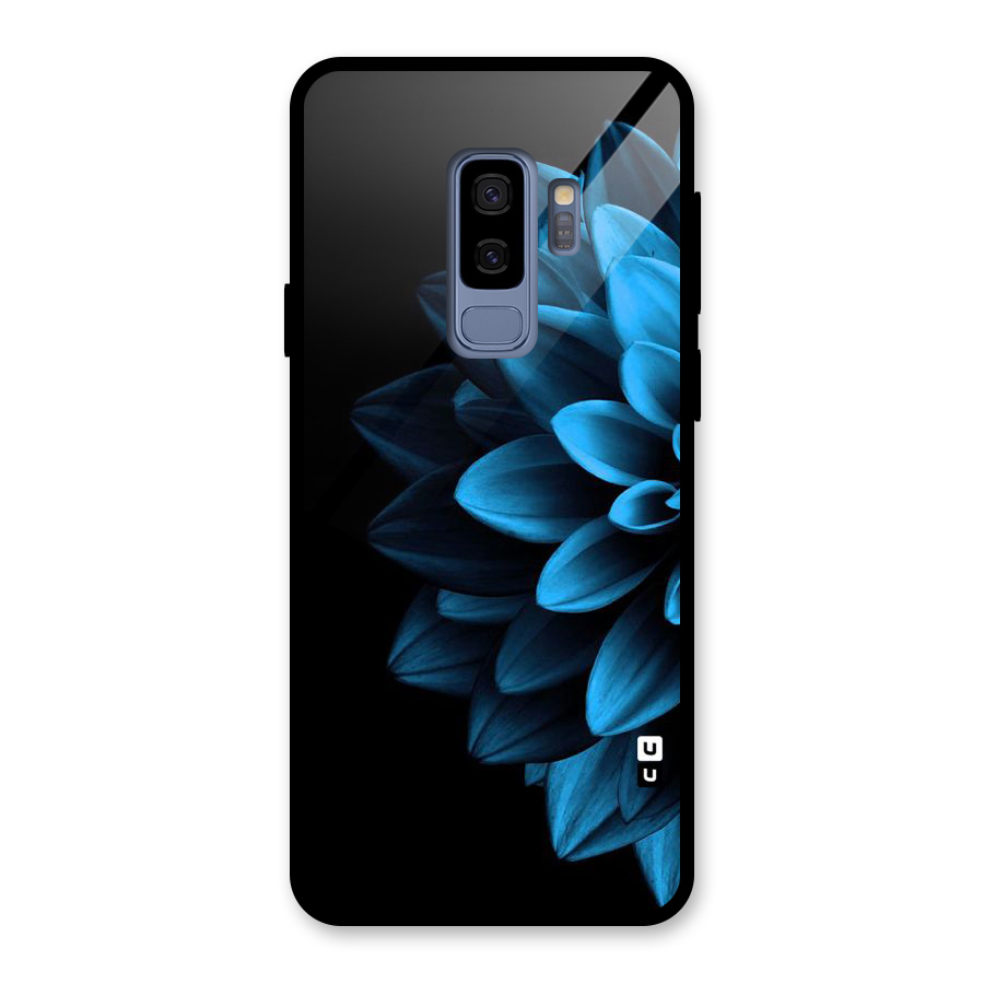 Half Blue Flower Glass Back Case for Galaxy S9 Plus