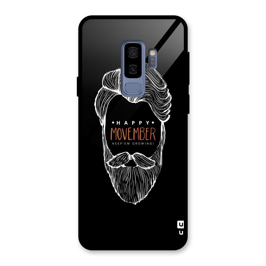 Happy Movember Black Glass Back Case for Galaxy S9 Plus