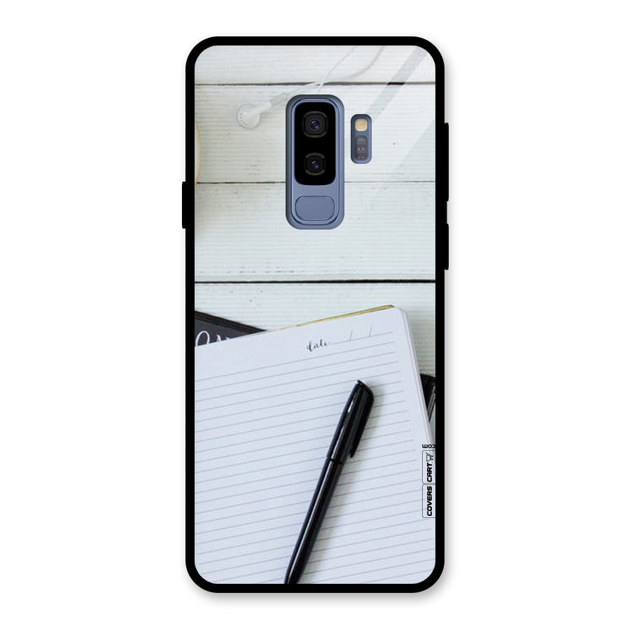Headphones Notes Glass Back Case for Galaxy S9 Plus