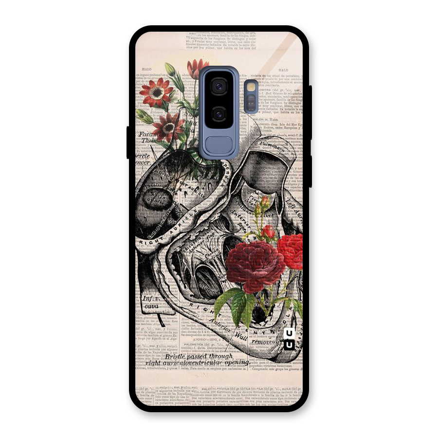 Heart Newspaper Glass Back Case for Galaxy S9 Plus