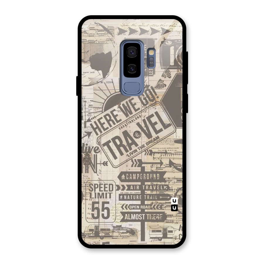 Here We Travel Glass Back Case for Galaxy S9 Plus