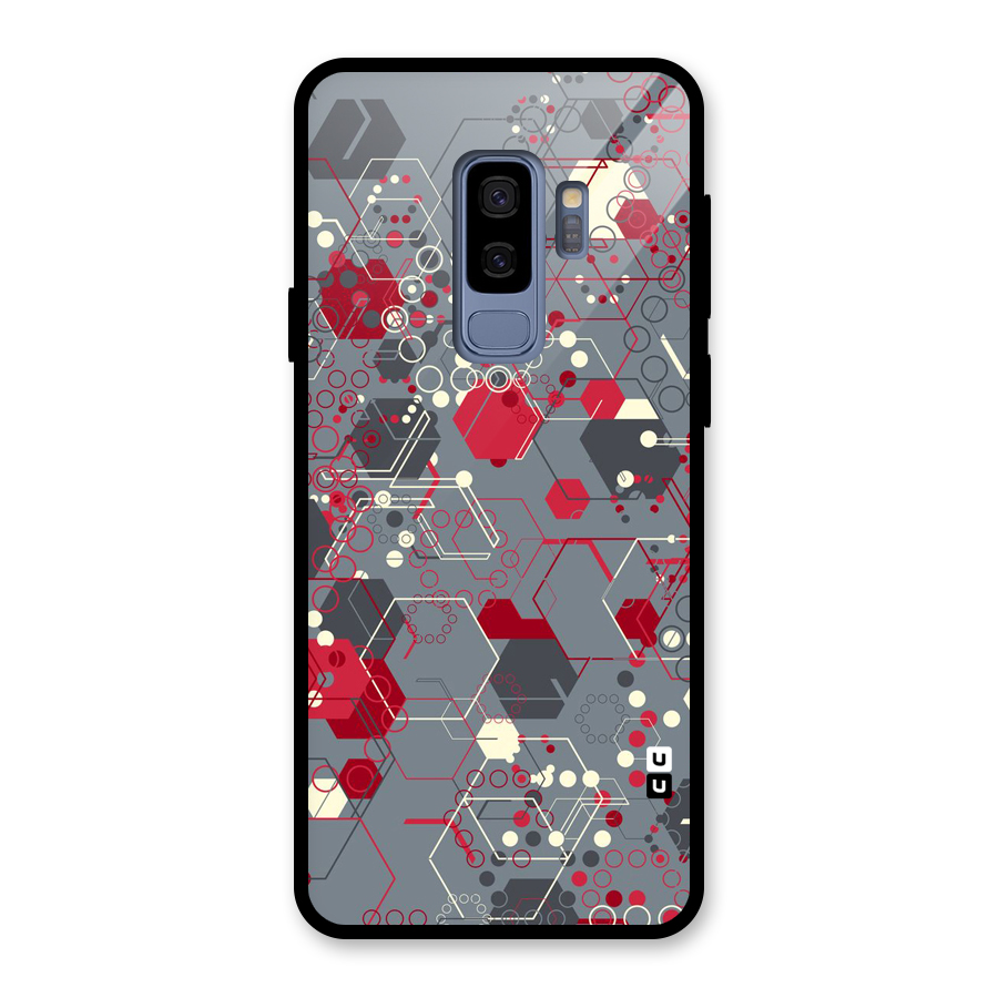 Hexagons Pattern Glass Back Case for Galaxy S9 Plus