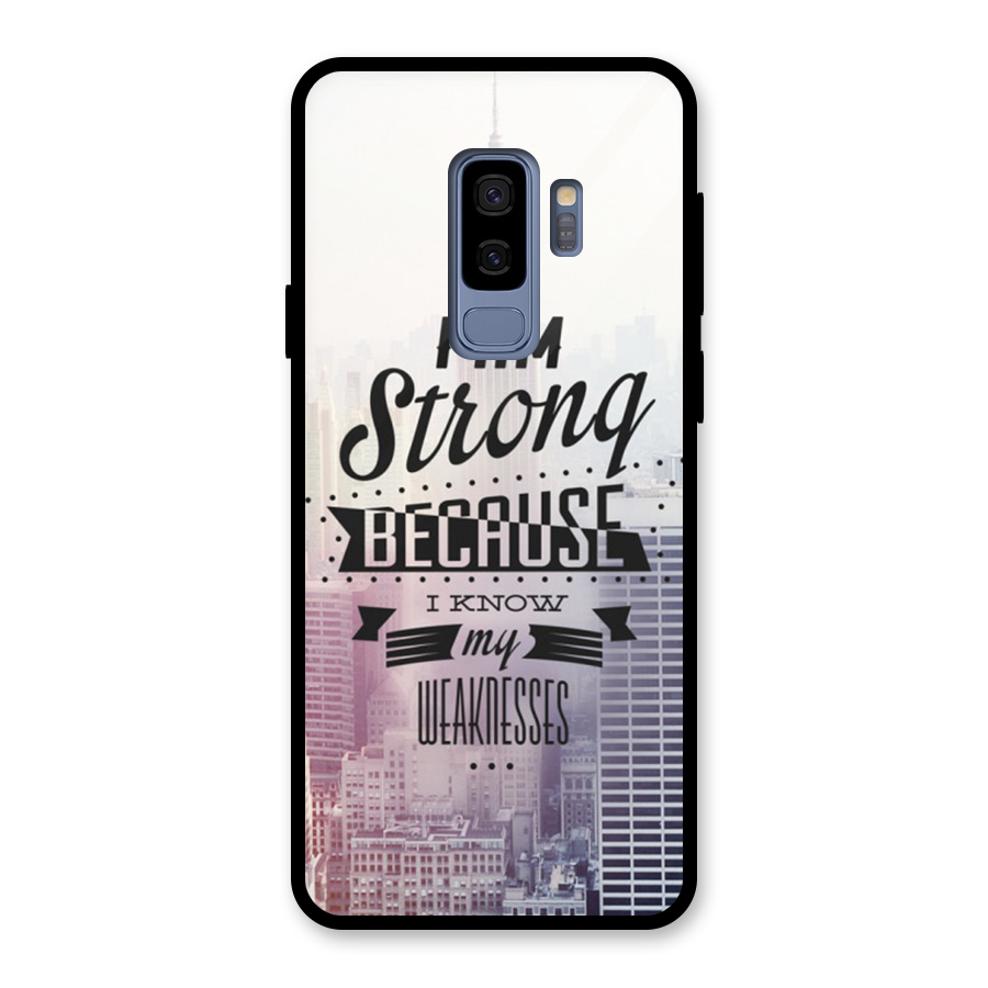 I am Strong Glass Back Case for Galaxy S9 Plus