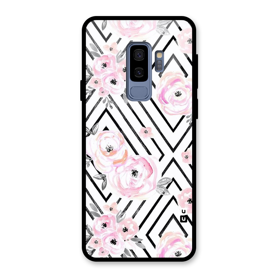Light Pastel Flowers Design Glass Back Case for Galaxy S9 Plus