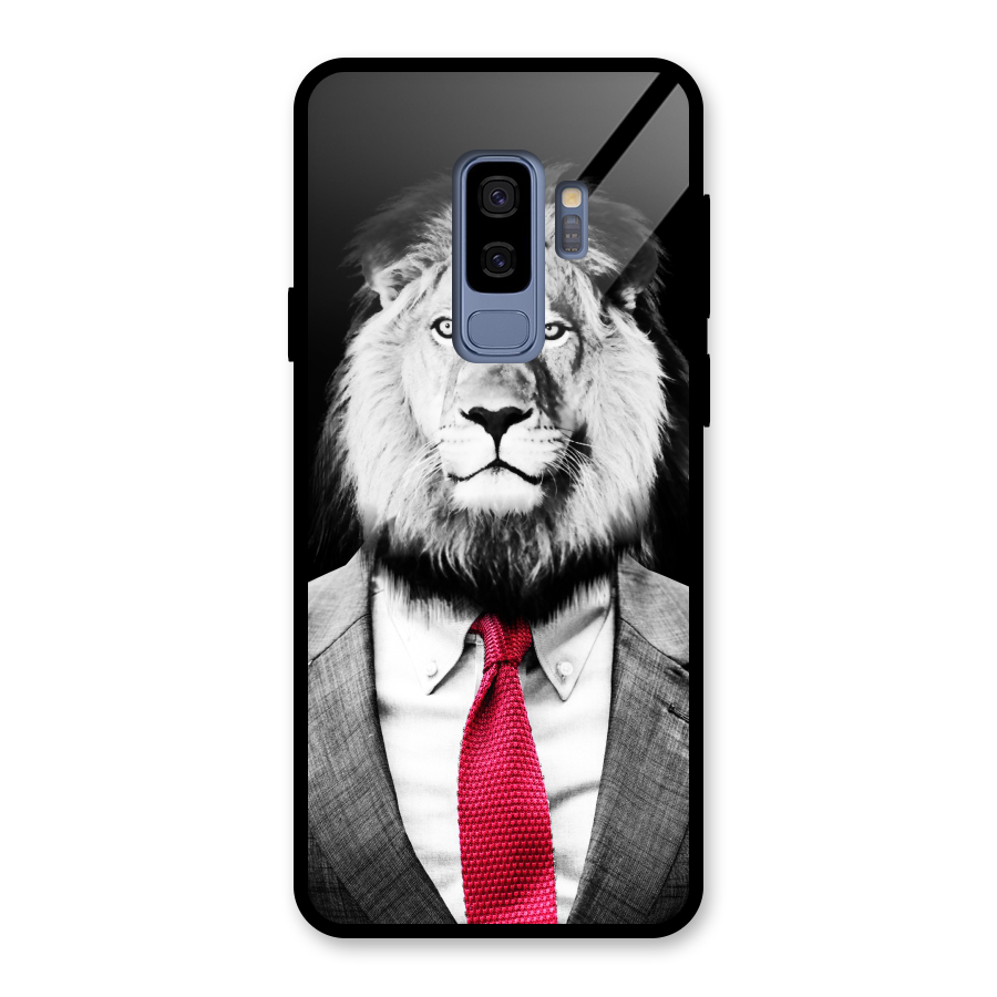 Lion with Red Tie Glass Back Case for Galaxy S9 Plus