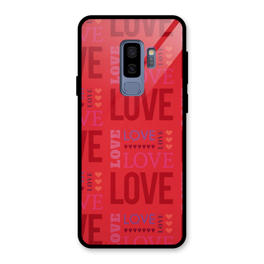 Love Pattern Glass Back Case for Galaxy S9 Plus