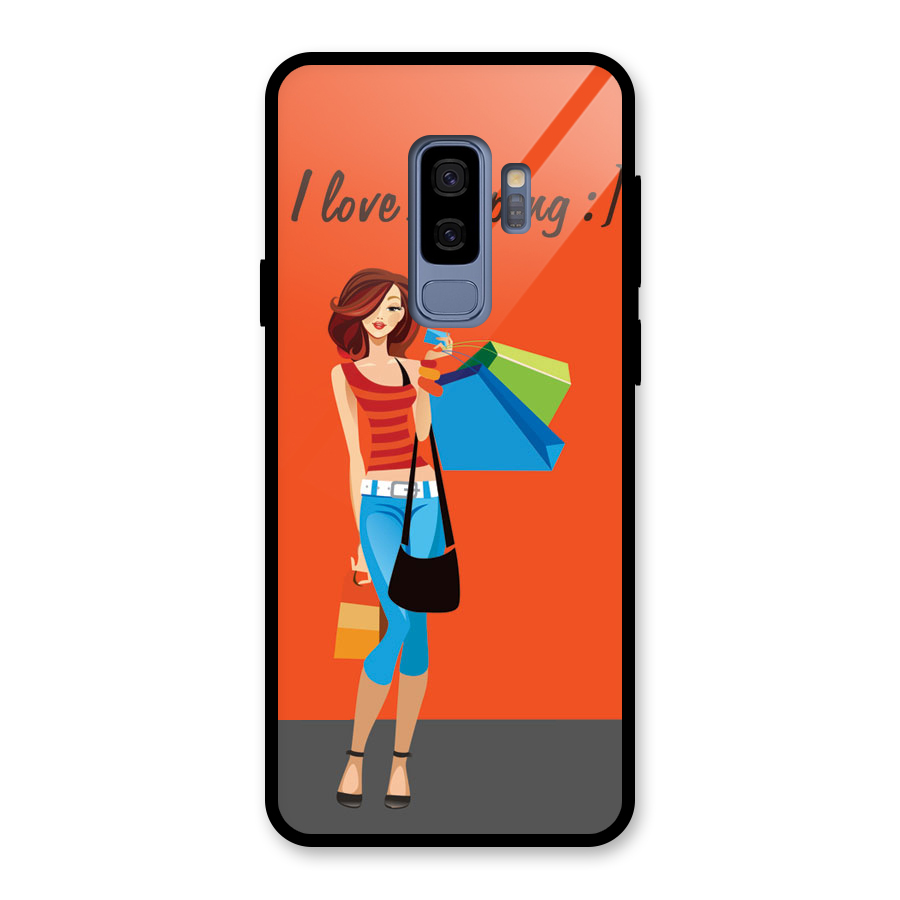 Love Shopping Classy Girl Glass Back Case for Galaxy S9 Plus