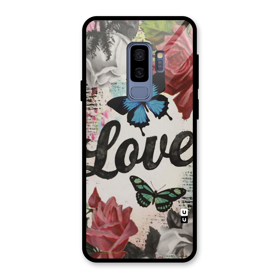 Lovely Butterfly Love Glass Back Case for Galaxy S9 Plus