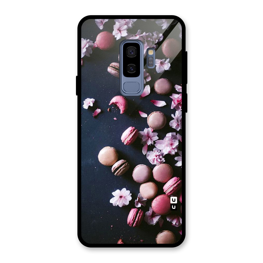 Macaroons And Cheery Blossoms Glass Back Case for Galaxy S9 Plus