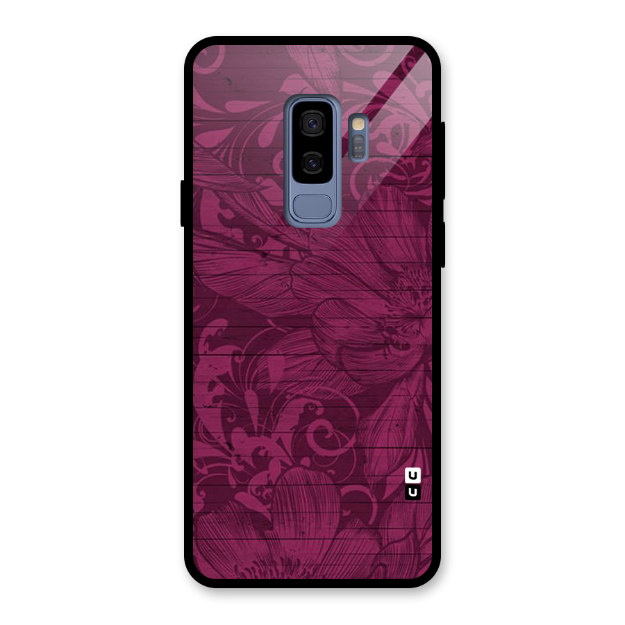 Magenta Floral Pattern Glass Back Case for Galaxy S9 Plus