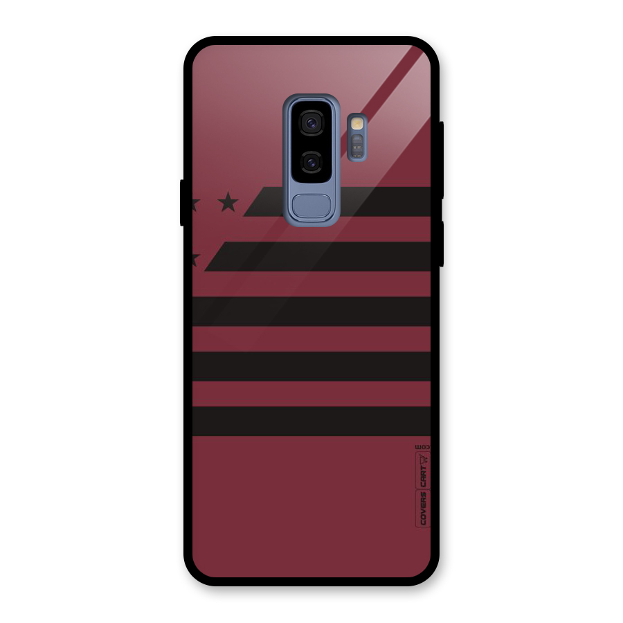 Maroon Star Striped Glass Back Case for Galaxy S9 Plus