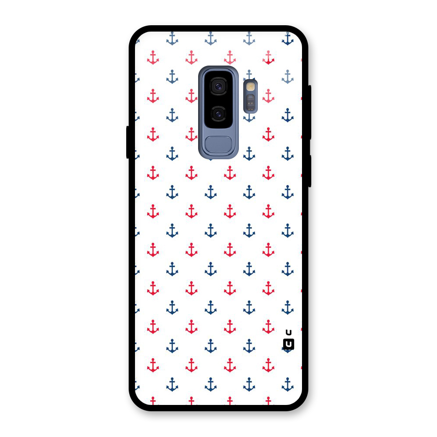 Minimal Anchor Pattern Glass Back Case for Galaxy S9 Plus