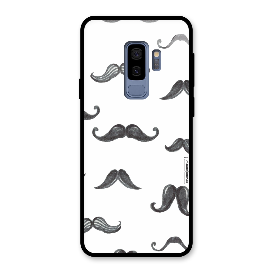 Moustache Pattern (Black) Glass Back Case for Galaxy S9 Plus