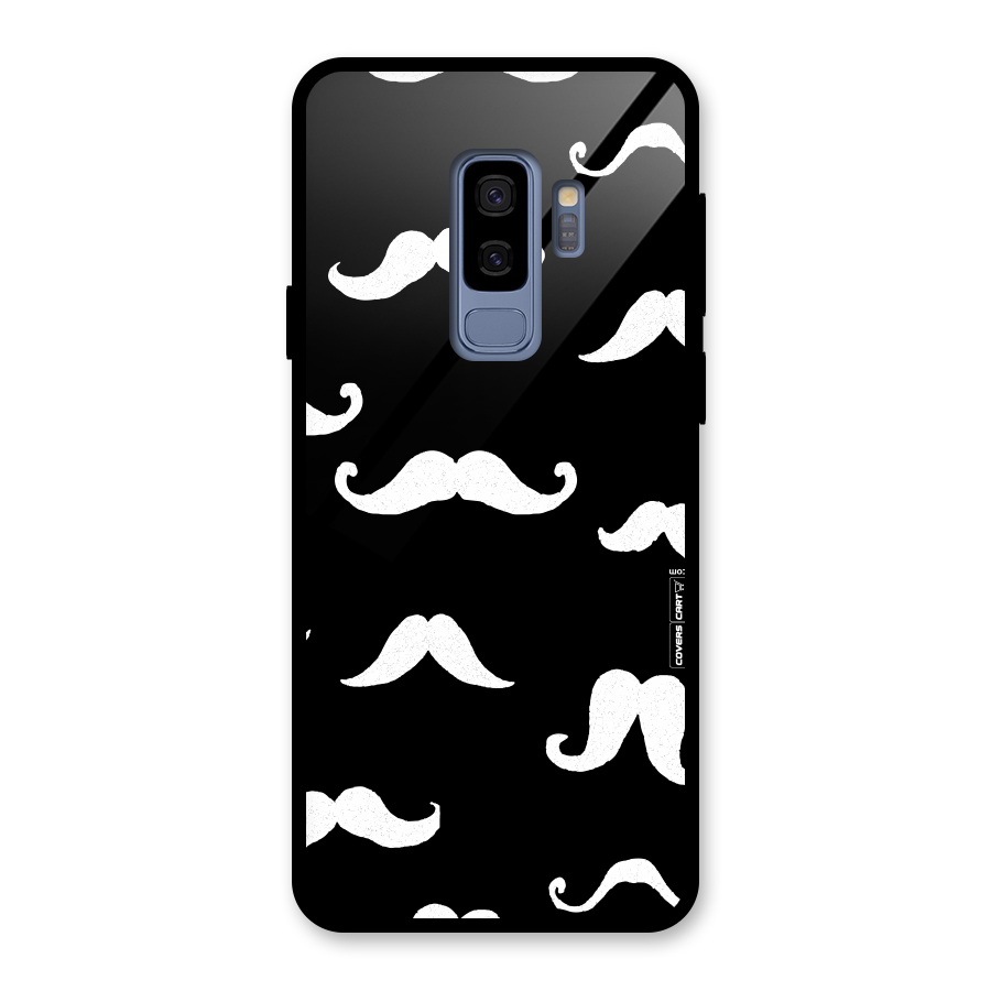 Moustache Pattern (White) Glass Back Case for Galaxy S9 Plus