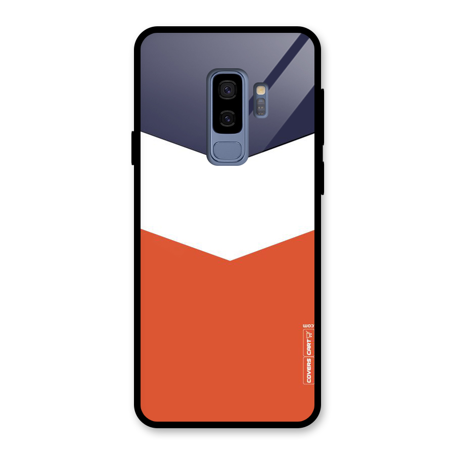 Navy Blue White Orange Arrow Glass Back Case for Galaxy S9 Plus