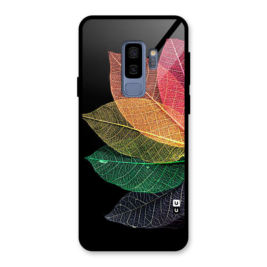Net Leaf Color Design Glass Back Case for Galaxy S9 Plus