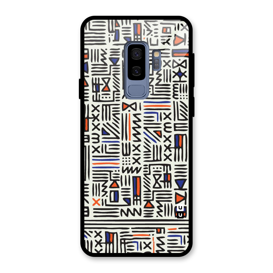 Orange Blue Number Glass Back Case for Galaxy S9 Plus