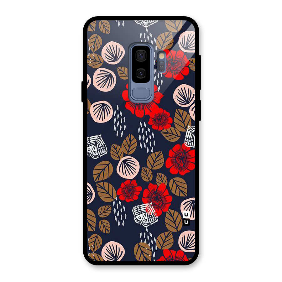 Orange Flora Glass Back Case for Galaxy S9 Plus