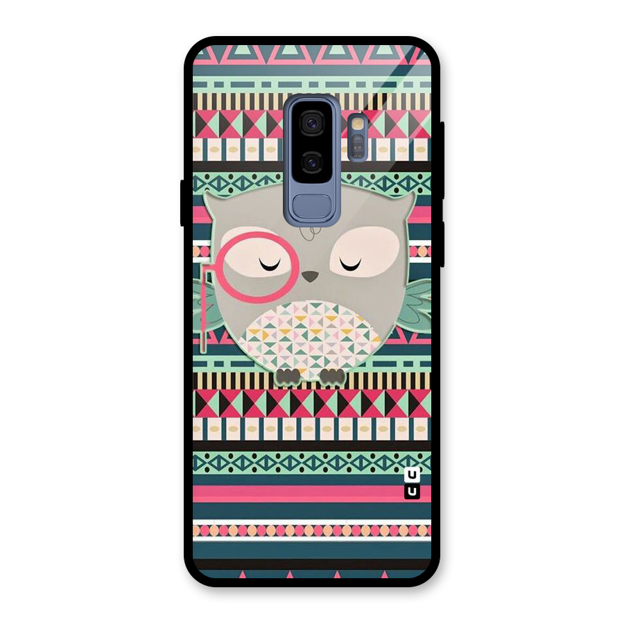 Owl Cute Pattern Glass Back Case for Galaxy S9 Plus