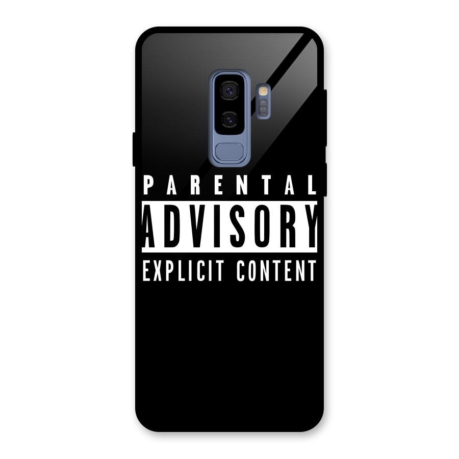Parental Advisory Label Glass Back Case for Galaxy S9 Plus
