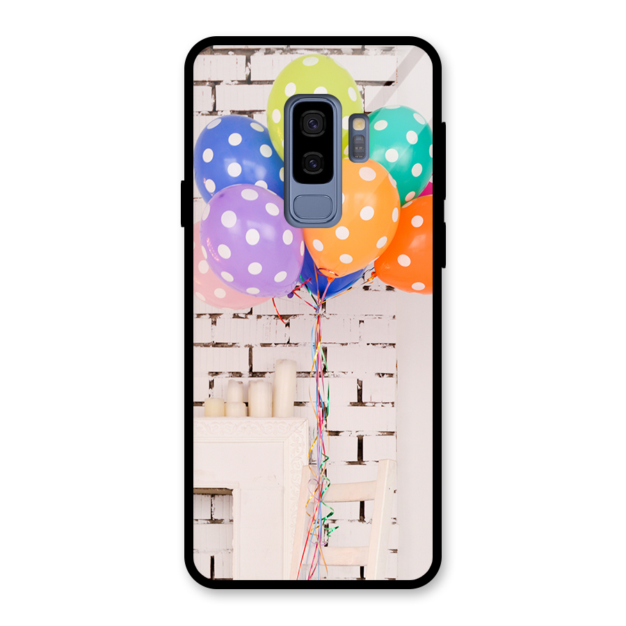 Party Balloons Glass Back Case for Galaxy S9 Plus