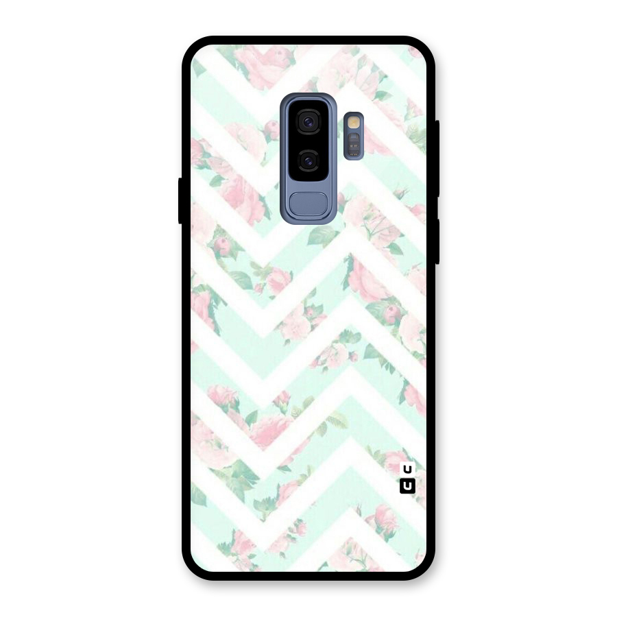 Pastel Floral Zig Zag Glass Back Case for Galaxy S9 Plus