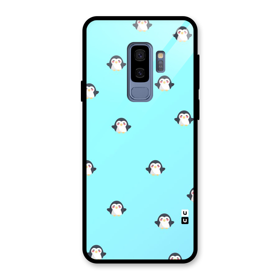 Penguins Pattern Print Glass Back Case for Galaxy S9 Plus