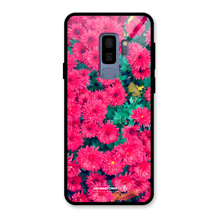 Pink Flowers Glass Back Case for Galaxy S9 Plus