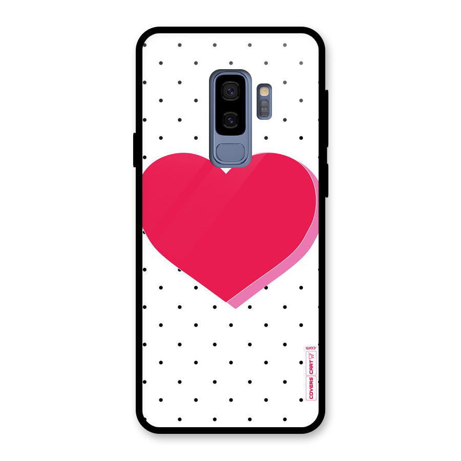 Pink Polka Heart Glass Back Case for Galaxy S9 Plus