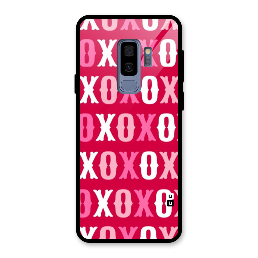 Pink White Xoxo Glass Back Case for Galaxy S9 Plus