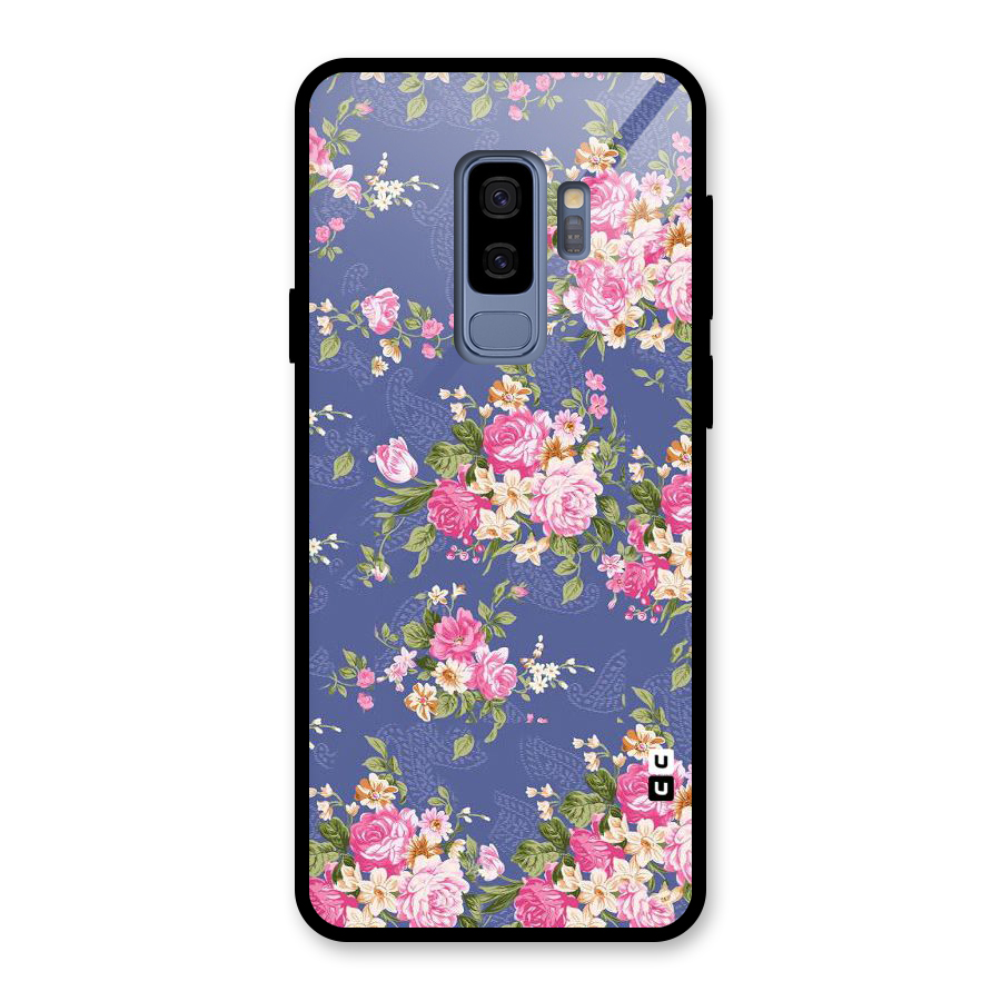 Purple Pink Floral Glass Back Case for Galaxy S9 Plus
