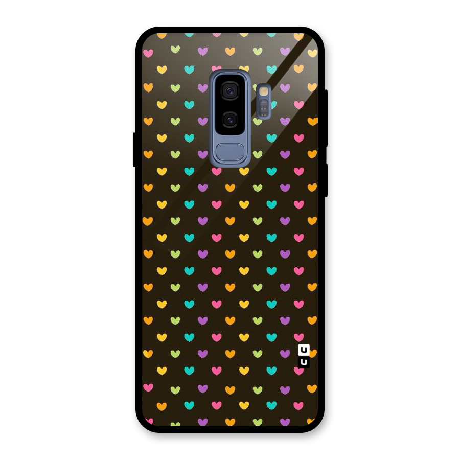 Rainbow Hearts Glass Back Case for Galaxy S9 Plus