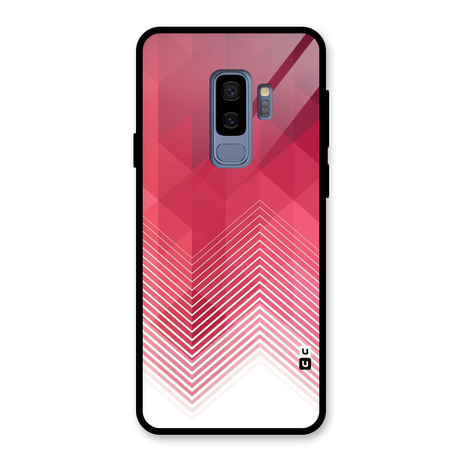 Red Chevron Abstract Glass Back Case for Galaxy S9 Plus