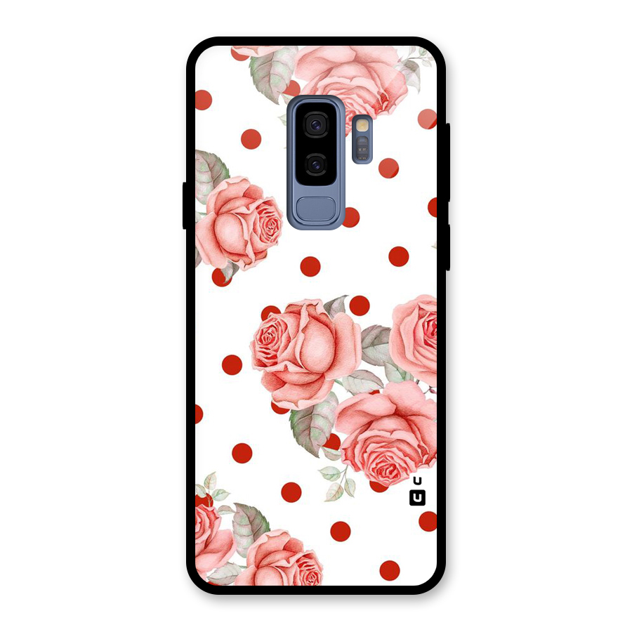 Red Peach Shade Flowers Glass Back Case for Galaxy S9 Plus