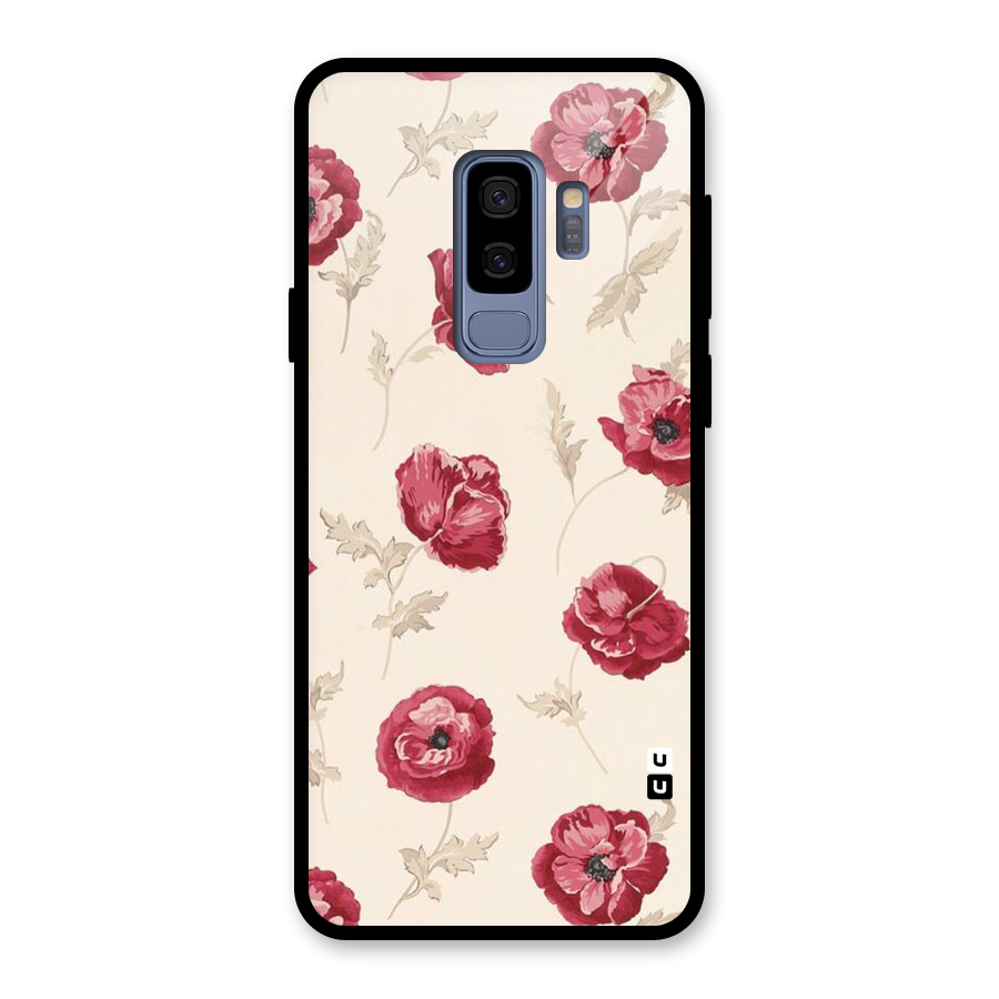 Red Rose Floral Art Glass Back Case for Galaxy S9 Plus