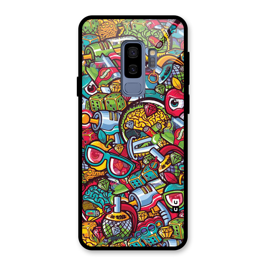 Retro Diamond Design Glass Back Case for Galaxy S9 Plus