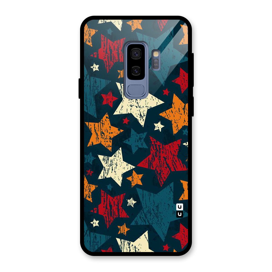 Rugged Star Design Glass Back Case for Galaxy S9 Plus