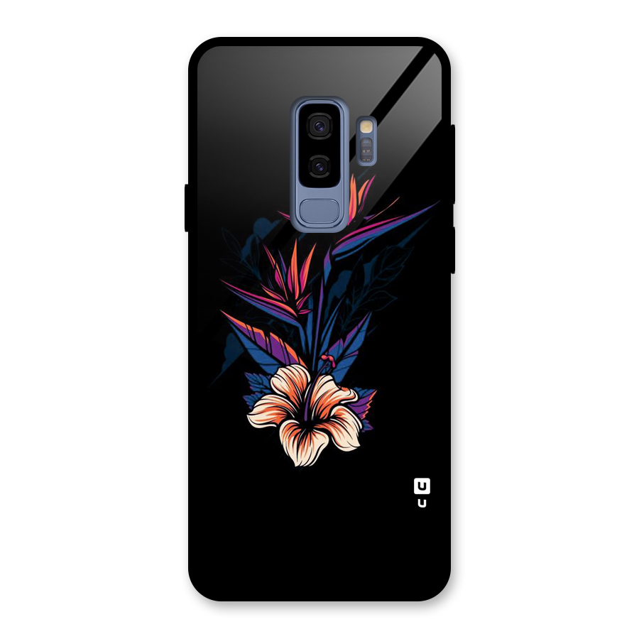 Single Painted Flower Glass Back Case for Galaxy S9 Plus