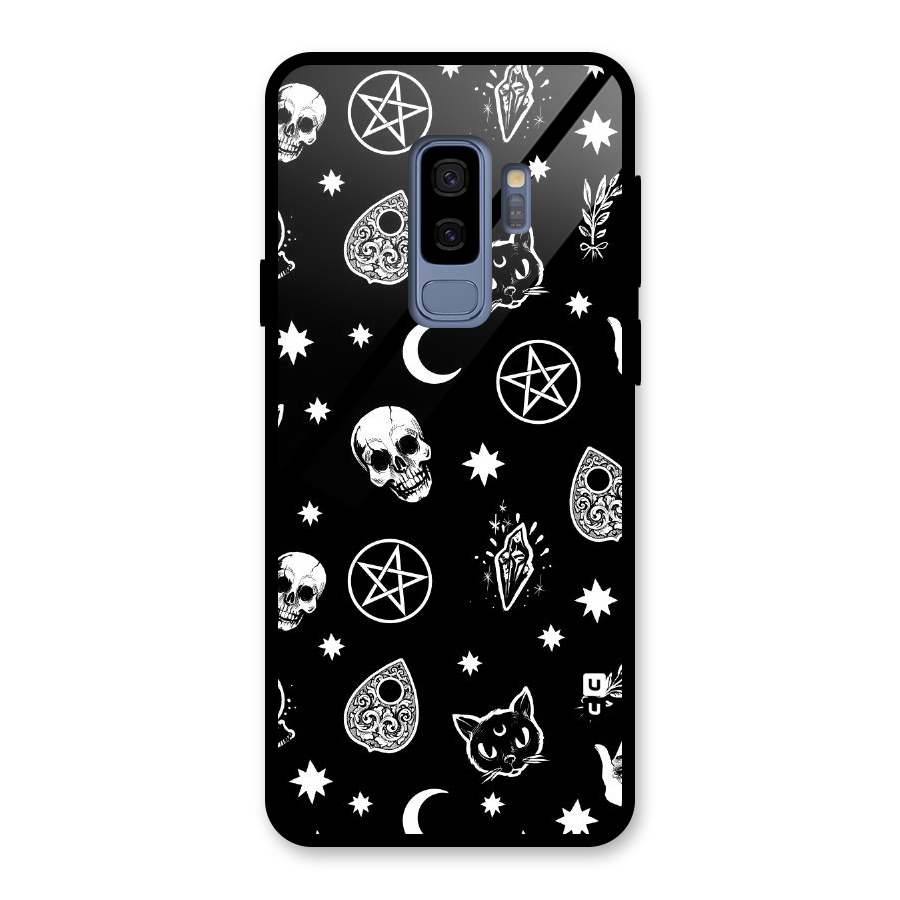 Skull Moon Design Glass Back Case for Galaxy S9 Plus