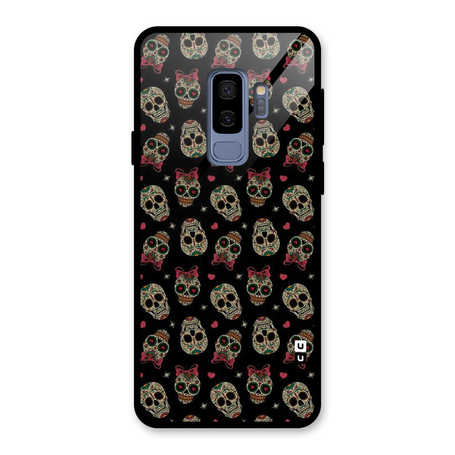 Skull Pattern Glass Back Case for Galaxy S9 Plus