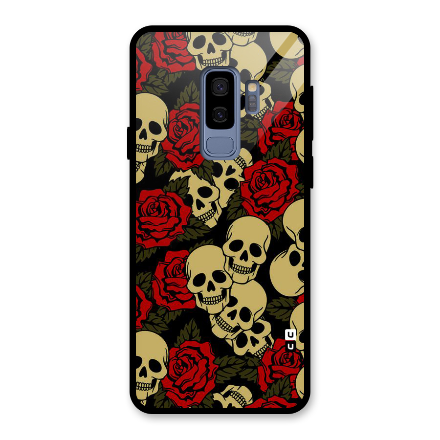 Skulled Roses Glass Back Case for Galaxy S9 Plus