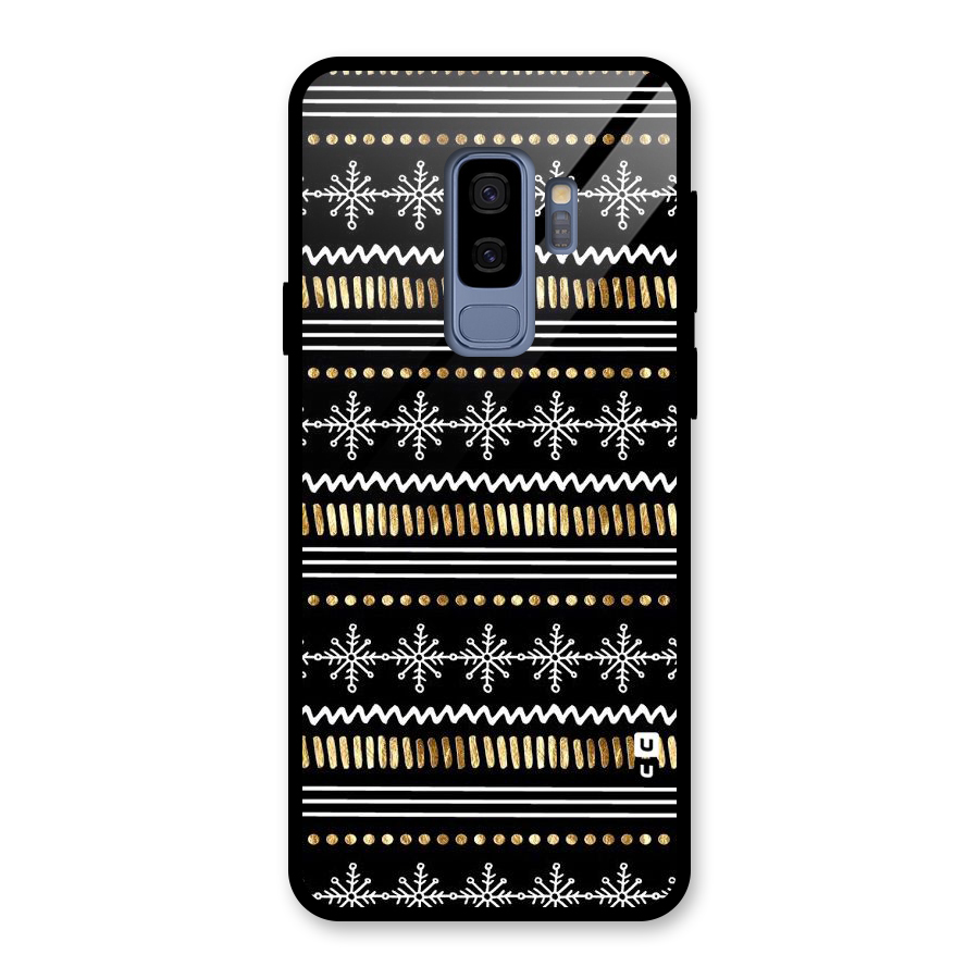 Snowflakes Gold Glass Back Case for Galaxy S9 Plus