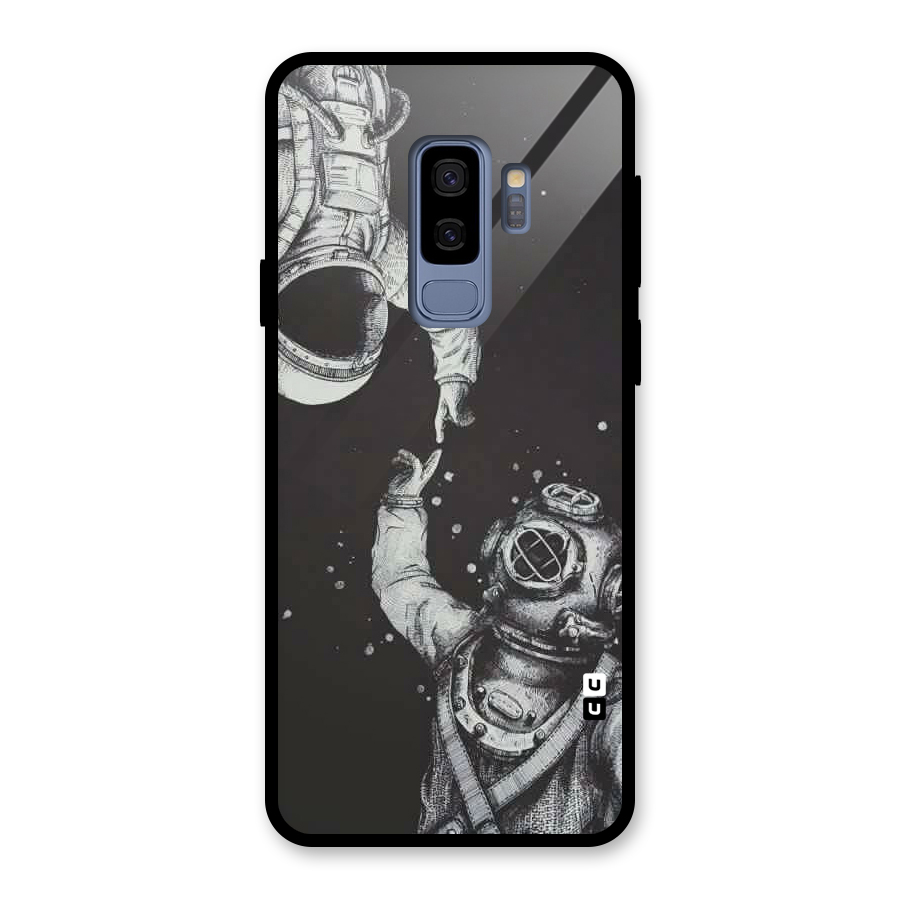 Space Meeting Glass Back Case for Galaxy S9 Plus