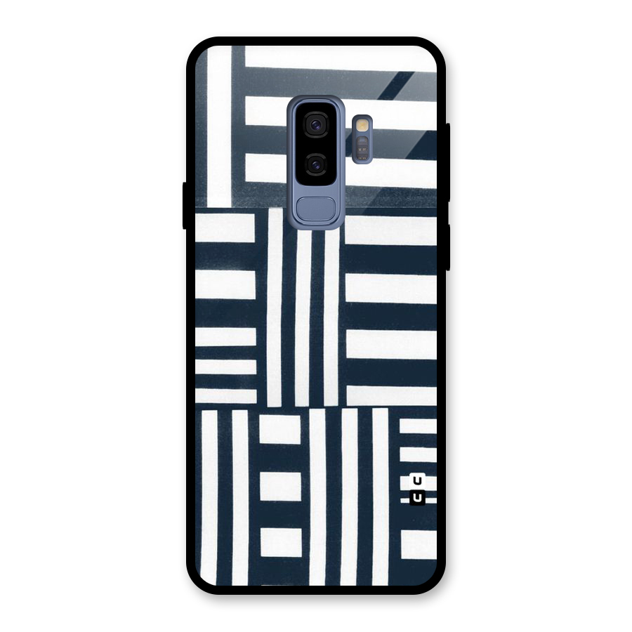 Square  Stripes Glass Back Case for Galaxy S9 Plus