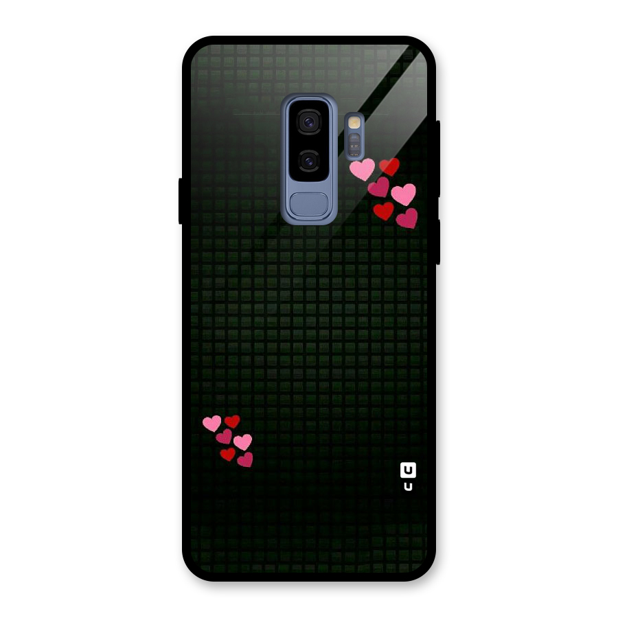 Square and Hearts Glass Back Case for Galaxy S9 Plus