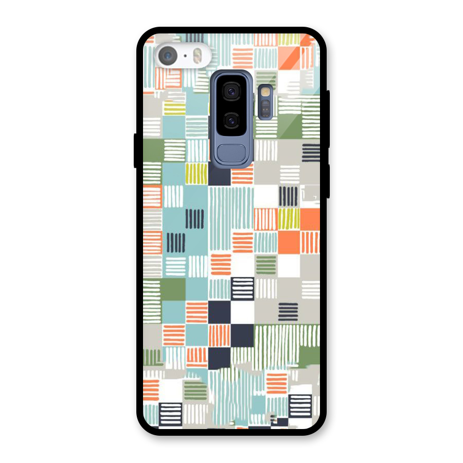 Tiny Boxes Stripes Glass Back Case for Galaxy S9 Plus